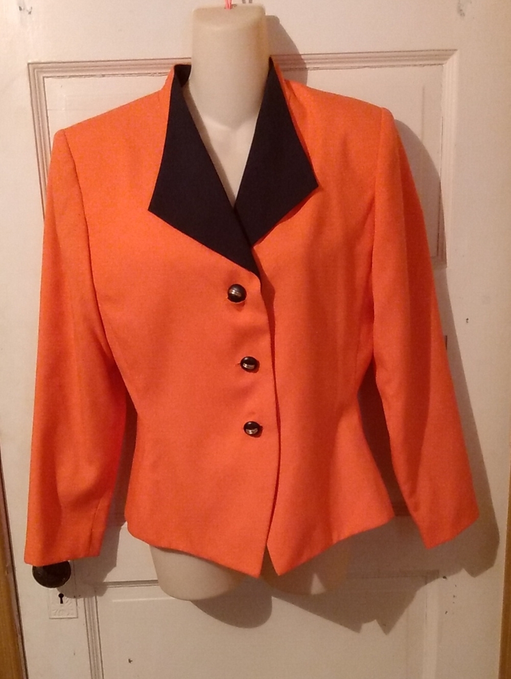 Tangerine Black Contrast Blazer Colorblock Professional Goddess Fitted